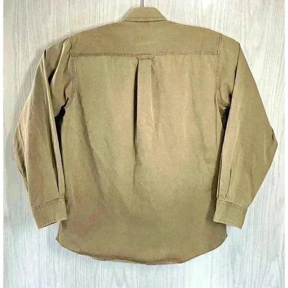 Vintage Ralph Lauren Chaps Button Shirt Mens 14 1/2 Field Factory Khaki Safari - Picture 4 of 7
